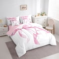 thumbnail image 2 of Erosebridal Girls Pink Bow Bedding Comforter Set, A Letter King Bedding Sets, Princess Style Bedroom Decor, Pink Reversible 7pcs, 2 of 6