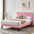 thumbnail image 4 of VECELO Queen Size Upholstered Beds, Modern Platform Bed Frame with Adjustable Headboard, Wooden Slats Support/No Box Spring Needed, Pink, 4 of 12