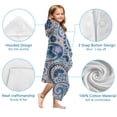 thumbnail image 7 of Blue Paisley and Floral Pattern Hooded Bath Towel，60"x35" for Ages 3 To 12 Kids, Quick Dry Lightweight Soft Microfiber Hood Beach Towel Cover Up for Kids, 7 of 7