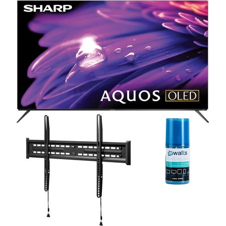 SHARP 4T-C65FS1UR 65 Inch AQUOS OLED 4K Ultra HD with Dolby Audio Roku TV with a Walts TV FIXED-MOUNT-43-90 TV Mount for 43"-90" Compatible TVs and Walts HDTV Screen Cleaner Kit (2024)