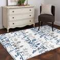 thumbnail image 3 of Navy Blue Grey Botanical Area Rugs 4'x6', Washable Small Throw Rugs for Office Bathroom, Spring Floral Summer Farmhouse Indoor Outdoor Rug Non-Slip Low Pile Carpet Runner Reversible Floor Mats, 3 of 8
