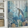 thumbnail image 6 of Orinice  Beach Ocean Theme Shower Curtain, Nautical Coastal Tropical Fish Sea Turtle Fabric Shower Curtains Set for Kids Bathroom Decorative, Fun Turquoise Blue Restroom Accessories with Hooks  36x72, 6 of 7