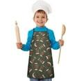 thumbnail image 2 of Football Pattern Kids Aprons for Girls and Boys,Adjustable Neck Strap Toddler Aprons for Kids Cooking Baking, 2 of 7
