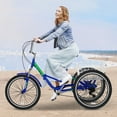 thumbnail image 2 of MOPHOTO Adult Folding Tricycle 7 Speed, Foldable Adult Tricycle 20" Wheels, 3 Wheeler Colorful Cruiser Bike with Cargo Basket, Blue, 2 of 10