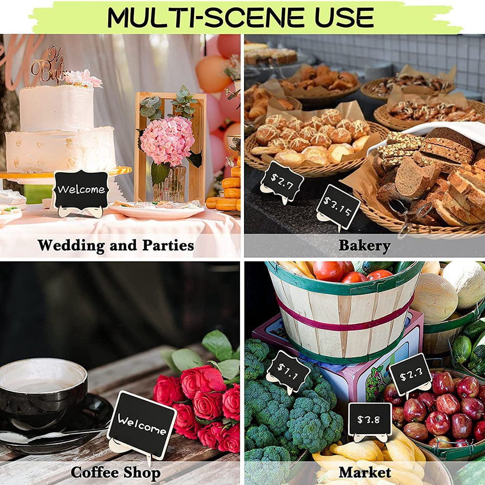 Mini Chalkboard Label Signs, 30 Pack Framed Easel Stand Wooden Blackboard For Buffet Food Signs, Wedding Place Cards,30 X Chalkboard Label 30 X Film 6 - View #13