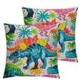 thumbnail image 2 of Acheng Dinosaur Decorative Throw Pillow Cover Case, Dino Colorful Kid Funny Cartoon Animal  Outdoor Pillow Cases Square Standard Cushion Covers for Sofa Couch Bed Car White, 2 of 6