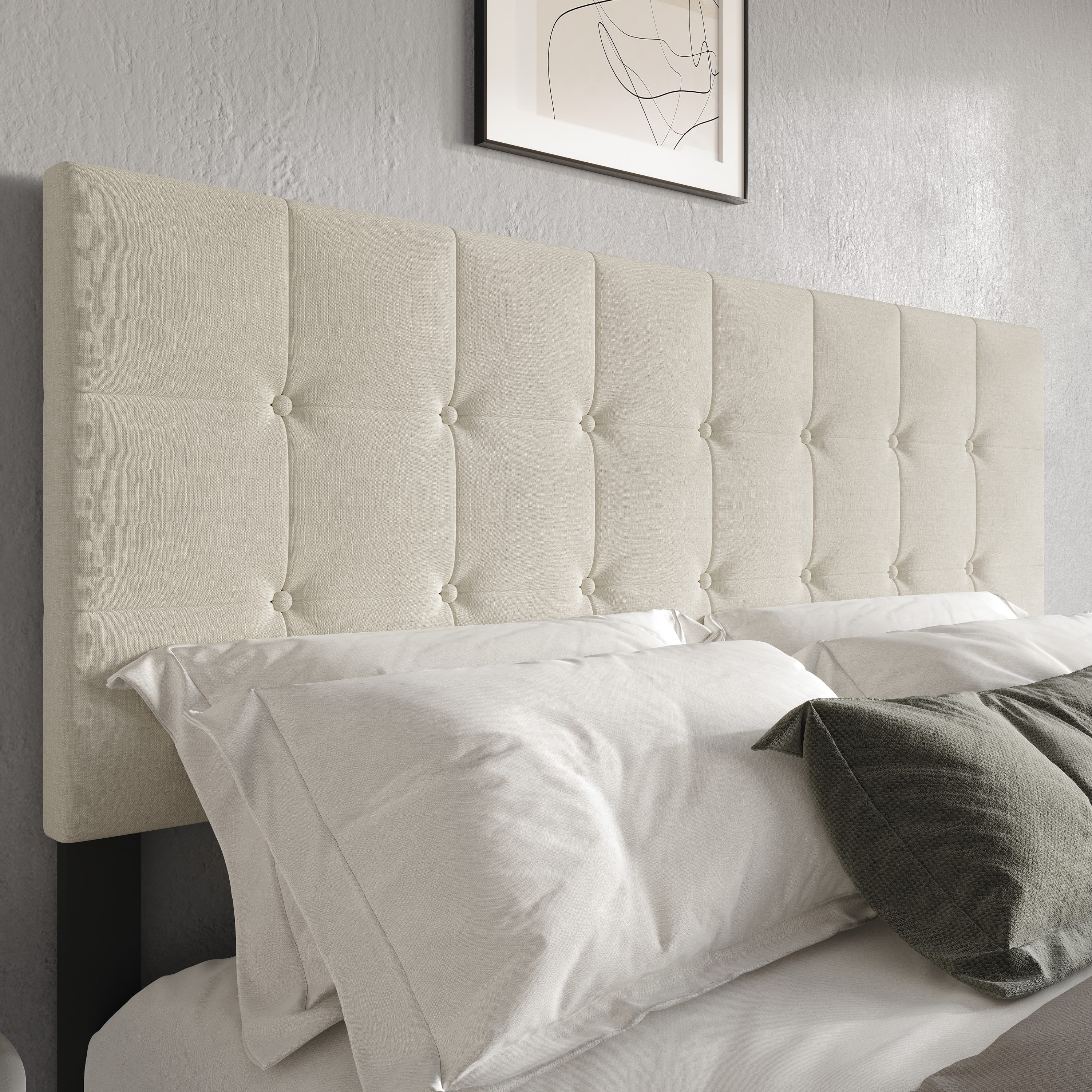 Home Design Ida King Upholstered Transitional Adjustable Headboard With Button Tufted For Adult, Grey