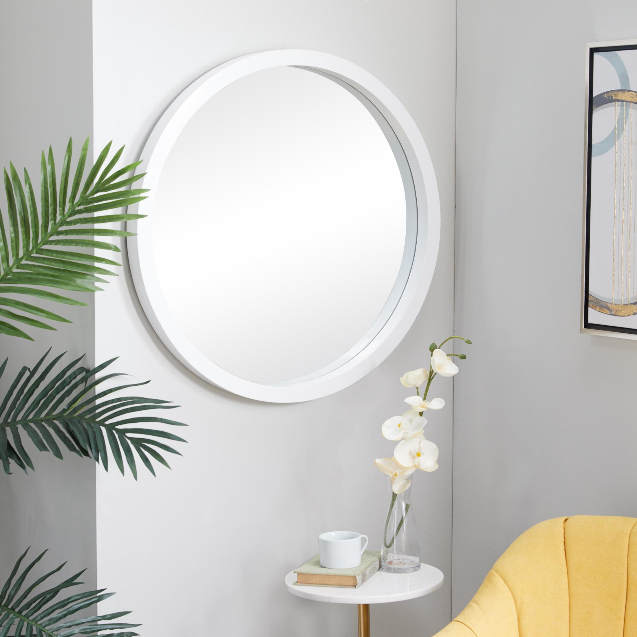 DecMode 30" x 30" White Wall Mirror with Thin Frame