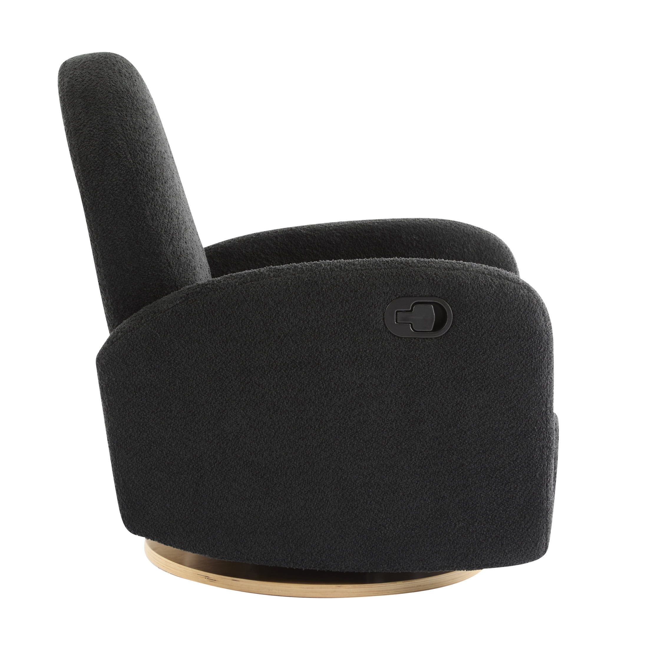 Christopher Knight Home 360° Swivel Glider Recliner Chair, Upholstered Lounge Seat with Solid Wood Base, Black
