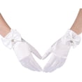 thumbnail image 4 of PIKADINGNIS Women Bridal Wedding Gloves Satin Short Opera Gloves Pearl Wrist Banquet Dress Gloves Fancy Party Floral Gloves, 4 of 6