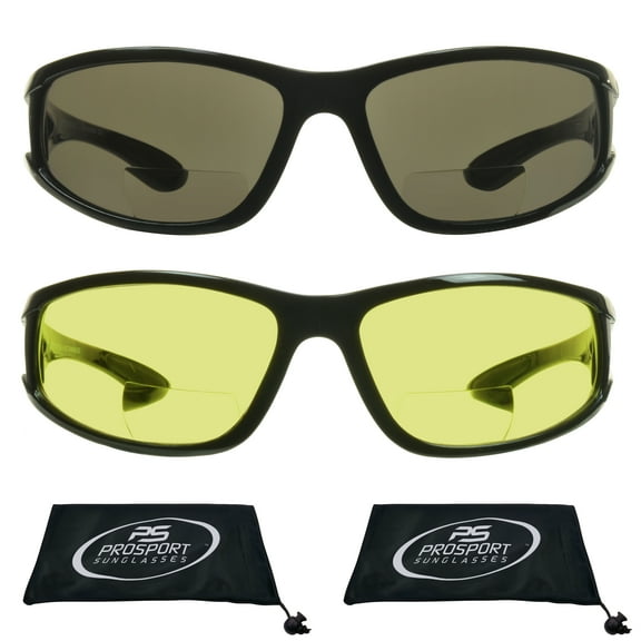 proSPORT BIFOCAL Sunglass Reader Men Women Sport Wrap Around - Gray & Night Yellow