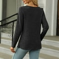 thumbnail image 5 of FAIWAD Women's Long Sleeve Tops Trendy Solid Color Button Split Hem Square Neck Pullover Casual Trending T-Shirts, 5 of 6