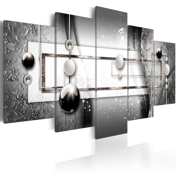 Tiptophomedecor Glamour Canvas Wall Art - Grey Symmetry - Stretched & Framed Ready To Hang Art