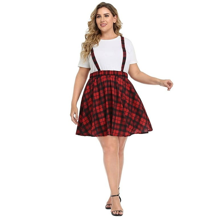 Plus size black suspender skirt cheap