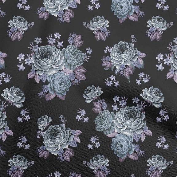 oneOone Rayon Black Fabric Florals Quilting Supplies Print Sewing Fabric By The Yard 56 Inch Wide