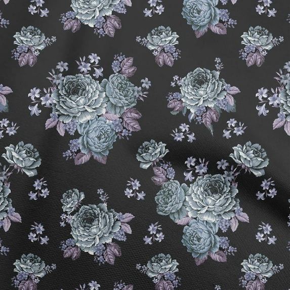 oneOone Cotton Cambric Black Fabric Florals Craft Projects Decor Fabric Printed By The Yard 42 Inch Wide
