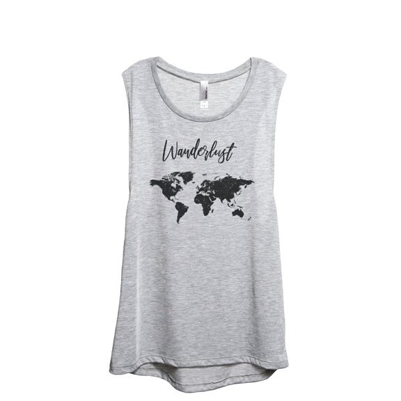 Wanderlust Travel World Women's Fashion Sleeveless Muscle Workout Yoga Tank Top Sport Grey Small