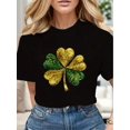 thumbnail image 1 of St. Patrick's Day Shamrock Fashion Tee Women Cotton Soft Stylish Casual Short Sleeve Crew Neck Top, 1 of 6