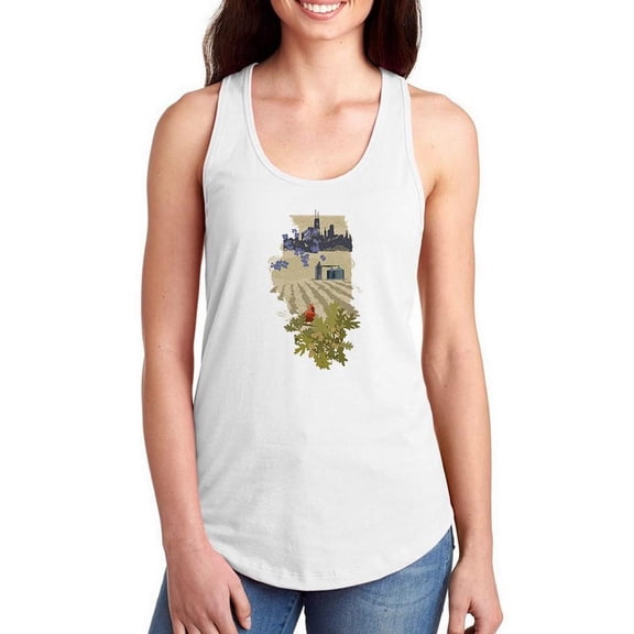 Illustrated State-illinois Racerback Tank Women -Jacob Green Designs, Female Medium