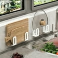 thumbnail image 6 of ROLKFUK Organizing Racks No Drilling Pot Lid & Cutting Board Rack, Adhesive Wall-Mounted White Space-Saving Kitchen Hook, 6 of 7