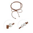 thumbnail image 4 of Unique Bargains 1 Pc Festival Wrap Belt Elegant Four Pearl Knotted Adjustable Waist Cord for Women Light Brown, 4 of 5
