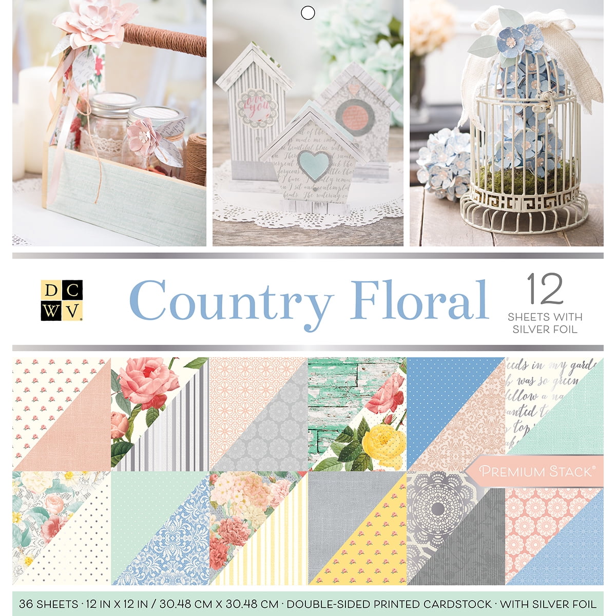 DCWV Double-Sided Cardstock Stack 12'X12' 36/Pkg-Country Floral, 18 Designs/2 Each