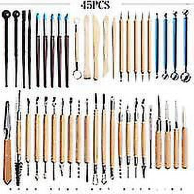 Kit de herramientas para esculpir cerámica, 45 Uds., herramienta para esculpir arcilla, herramientas de modelado para alfarero, cerámica, artista de bricolaje