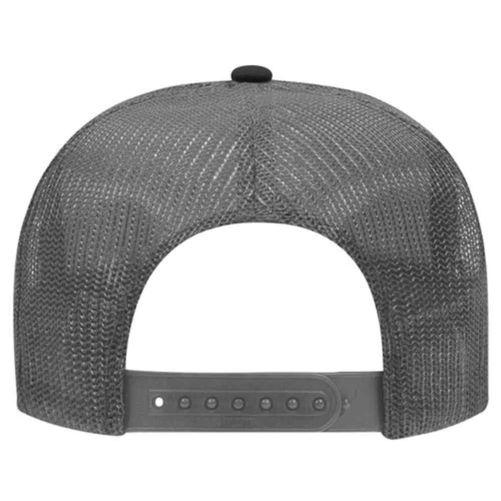 Couver 5 Panel High Crown Back Split Mesh Polyester Foam Trucker Hat, Black Charcoal Grey, 6 Count