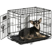 Angle View: MidWest Homes for Pets Dog Crate | iCrate Single Door & Double Door Folding Metal Dog Crates | Fully Equipped