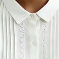 thumbnail image 4 of Pounoo Blouses for Women Dressy Casual Long Sleeve Collared Pleated Cutout Trim Button Front Blouses Relaxed Fit Office Casual Outfits Gift, 4 of 6