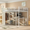 thumbnail image 2 of QZYeYun Metal Stairway Queen Loft Bed with L Shaped Desk and Built-in Wardrobe, White, 2 of 8