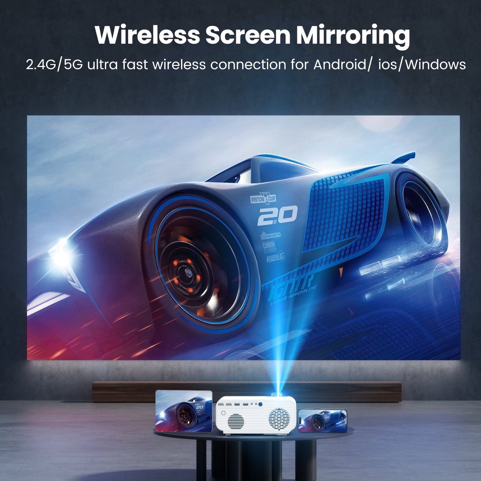 Groview 5G/2.4G WiFi Bluetooth Projector, 12000 Lux Native 1080P Projector  with 100 Projector Screen, 4K Supported Outdoor Movie Projector, Home  Theater Projector Compatible with iOS/Android 