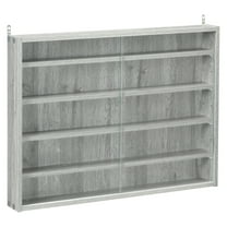 5-Tier Display Cabinet, Glass Display Case with 2 Doors and Adjustable Shelves, Wall-Mounted, Grey