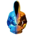thumbnail image 4 of Sudadera con capucha para hombre de primavera y otoño con estampado de lobo Harajuku en 3D, cárdigan con cremallera y cordón de manga larga, 4 of 4