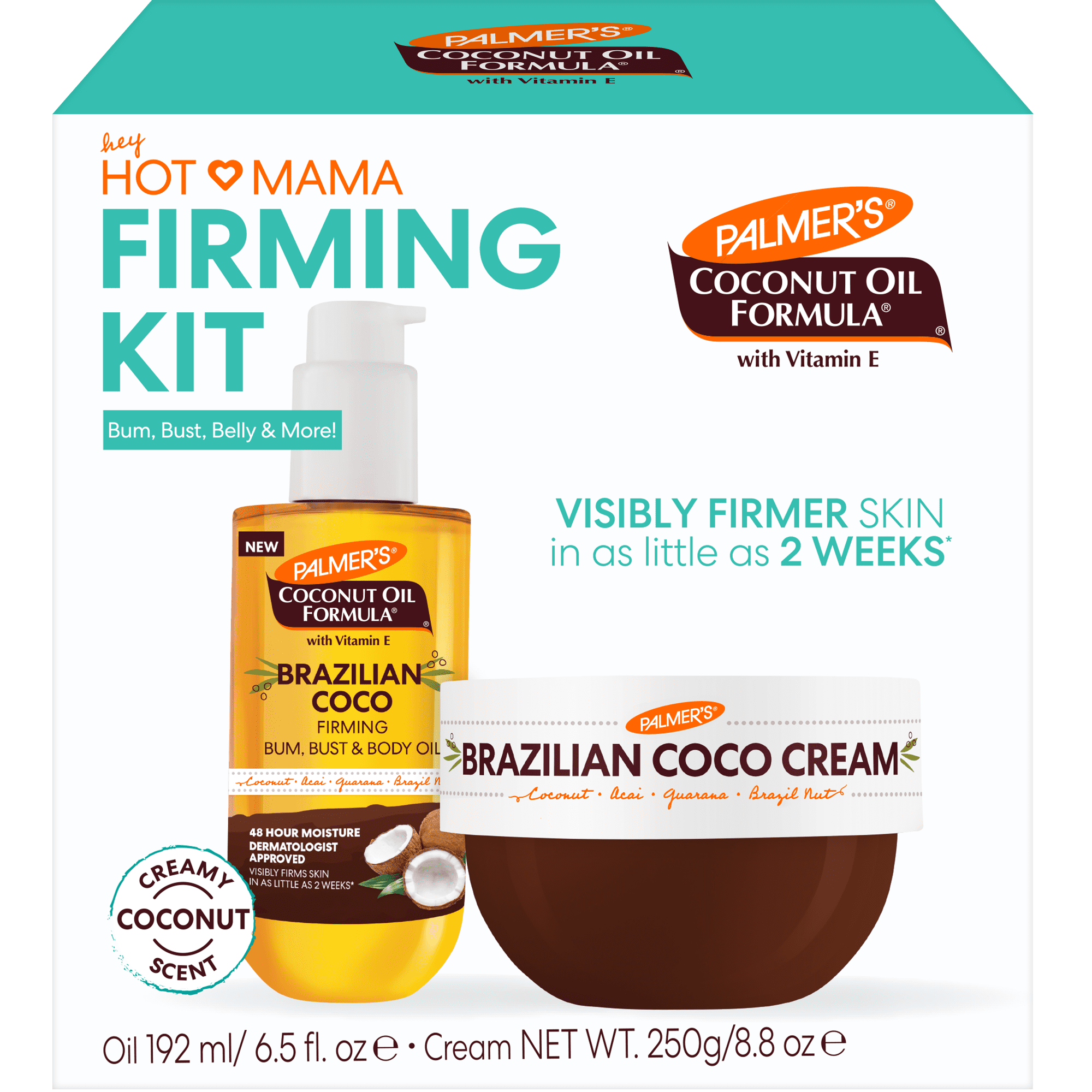 (6 pack) Palmer’s Coconut Oil Formula Hot Mama Skin Firming Kit for Your bum, bust, belly, & more