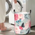 thumbnail image 4 of DouZhe Waterproof Collapsible Large Laundry Baskets, Vintage Pink Roses Butterflie Prints Circular Hamper with Handles, 4 of 6
