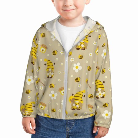 

Vsdgher Cute Bee Gnomes Kids Sun Protection Hoodie with Zip Rash Guard Tops Children s Long Sleeve Sun Protection Clothing - 3 Years