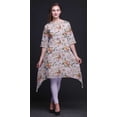 thumbnail image 4 of Bimba Kurti Asymétrique Violet à Imprimé Floral de Lys Oriental et de Roses pour Femmes, Robe d'Été Indienne Tunique Grande, 4 of 6