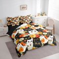 thumbnail image 2 of Manfei Floral Cat Queen Bedding, Daisy Pet Bedding Comforter Set Queen, Multicolor, Black Reversible, 7-Piece, 2 of 6