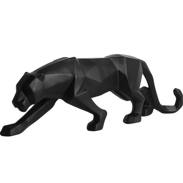 Adornos geométricos modernos de escultura de pantera, estatua de leopardo de resina, decoración de vida silvestre para librería, escaparate, tienda, decoración de ventana