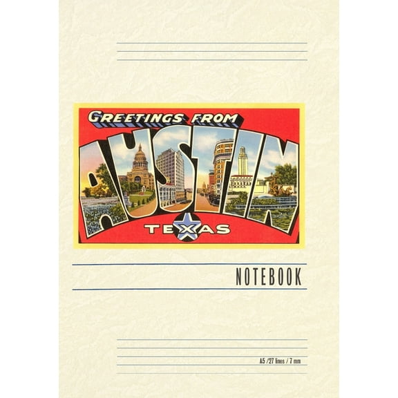 Vintage Lined Notebook Greetings from Austin, Texas, (Paperback)