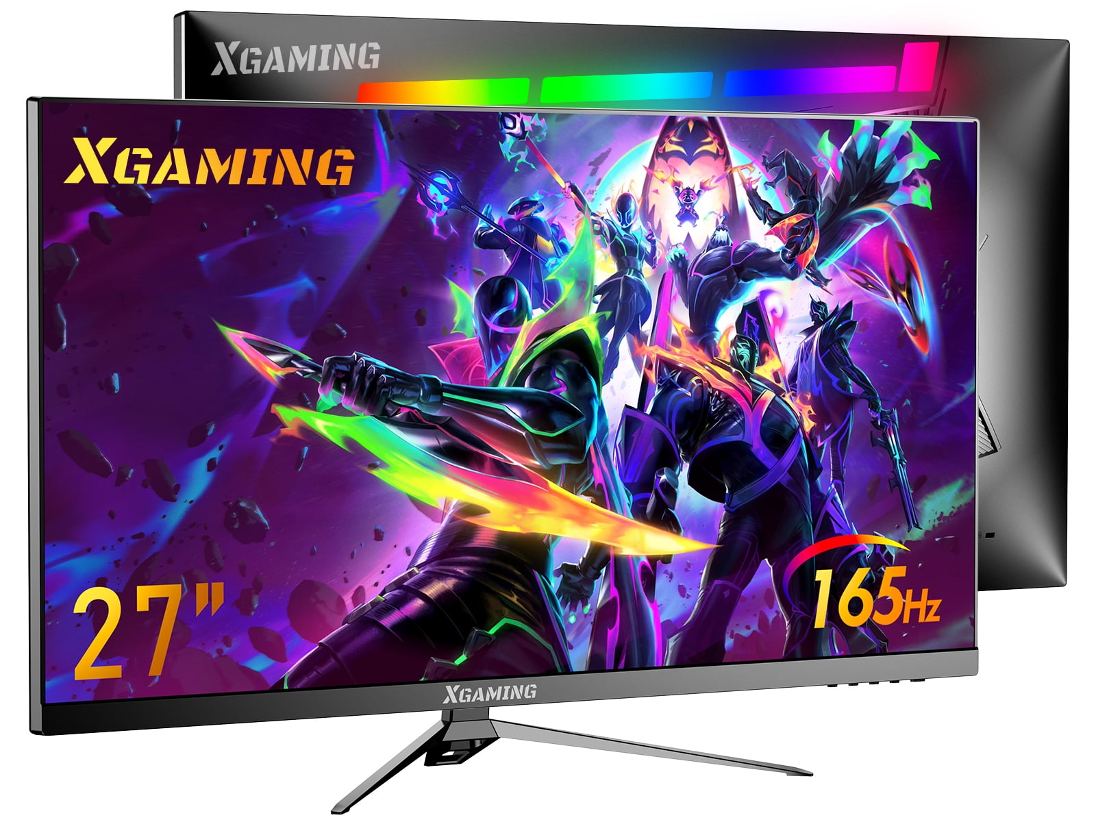 27-inch 165Hz Gaming Monitor, 1440p Gaming Monitor, QHD 2K(2560x1440) PC Monitor, XGAMING Monitor with 2 Speakers and Backlight, 1ms free sync, Black Metal Base, DP&HDMI, Computer Gaming Monitor