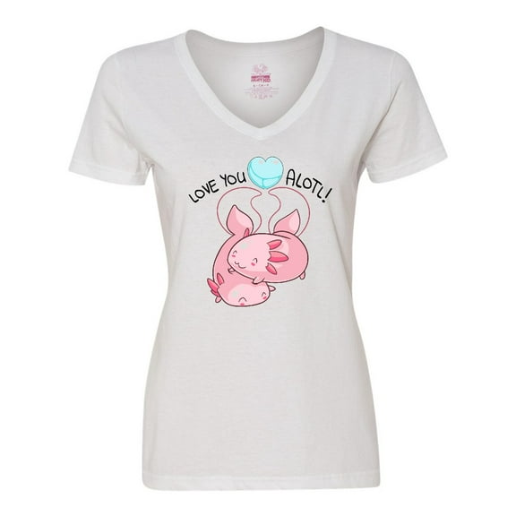 Inktastic Love You Alotl Cute Axolotl Valentines Women's V-Neck T-Shirt