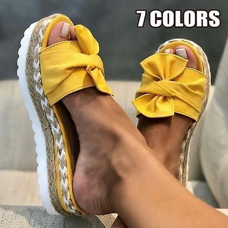 

New Fashion Summer Ladies Casual Shoes Sandals Beach Shoes Bowknot Women Open Toe Platform Slippers Daily Comfortable Flip Flops