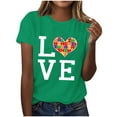 thumbnail image 2 of Sakmal Short Sleeve Womens Graphic T Shirts Crew Neck Asd Autism Awareness Love Casual Relaxed Fit Womens Summer Outfits, 2 of 5