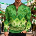 thumbnail image 5 of Yaoyar Mens St Patrick's Long Sleeve T-Shirt Crewneck Half Zipper Long Sleeved Shirts Top, 5 of 5