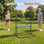 Sweetcrispy Ladder Ball Game Set Portable Ladder Toss for Backyard Tailgates Campsites and Family Fun, Black