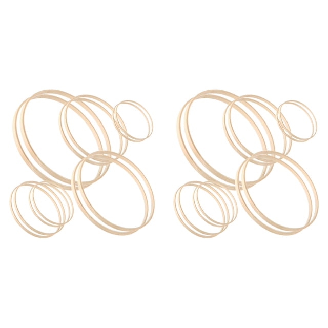 Wreath Rings,24 Pack 6 Sizes Wooden Bamboo Floral Hoop Wreath Macrame Craft Hoop Rings for DIY Dream Catcher