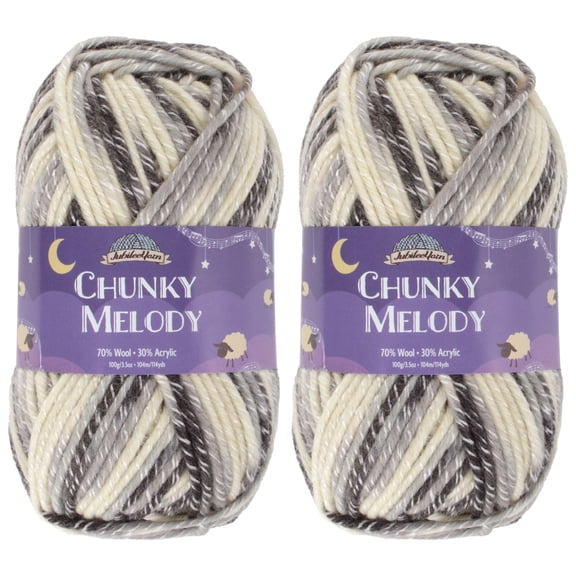 JubileeYarn Chunky Melody Yarn - 100g/Skein Bulky Wool Blend - Jump Rope - 2 Skeins