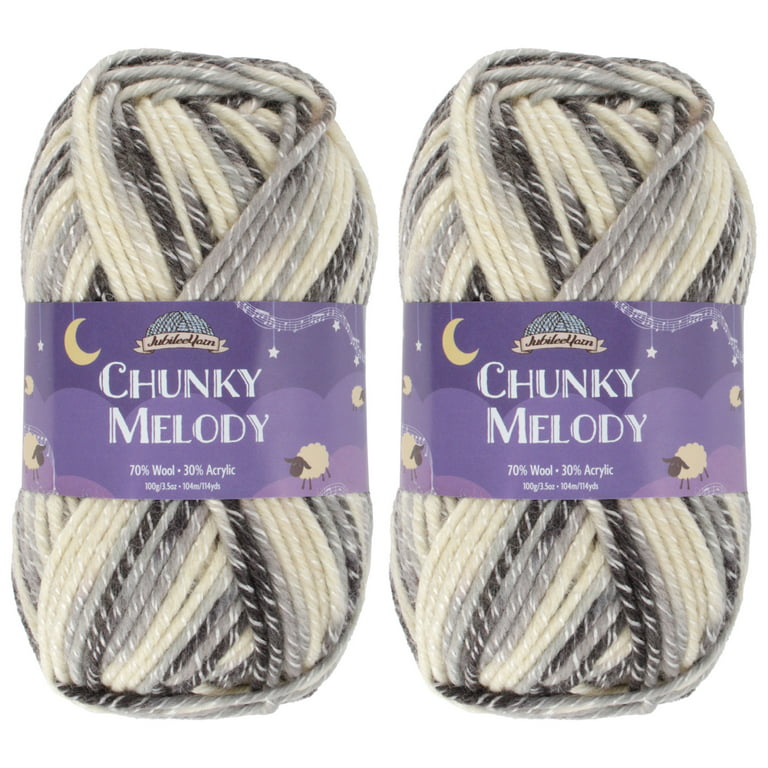 Chunky Melody Medium Weight Yarn - Jump Rope - 70% Wool 30% Acrylic Blend -  100g/skein - 2 Skeins